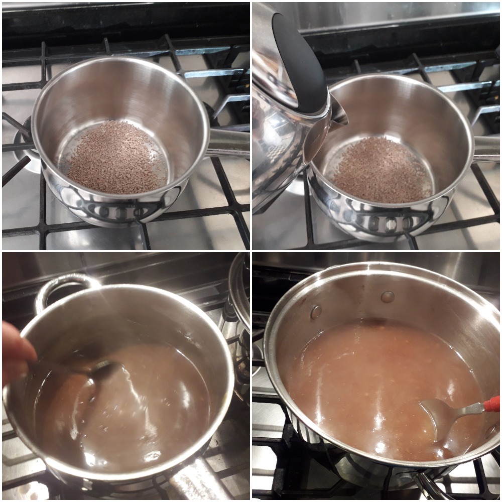 Put granules in container, add boiling water, stir until smooth.