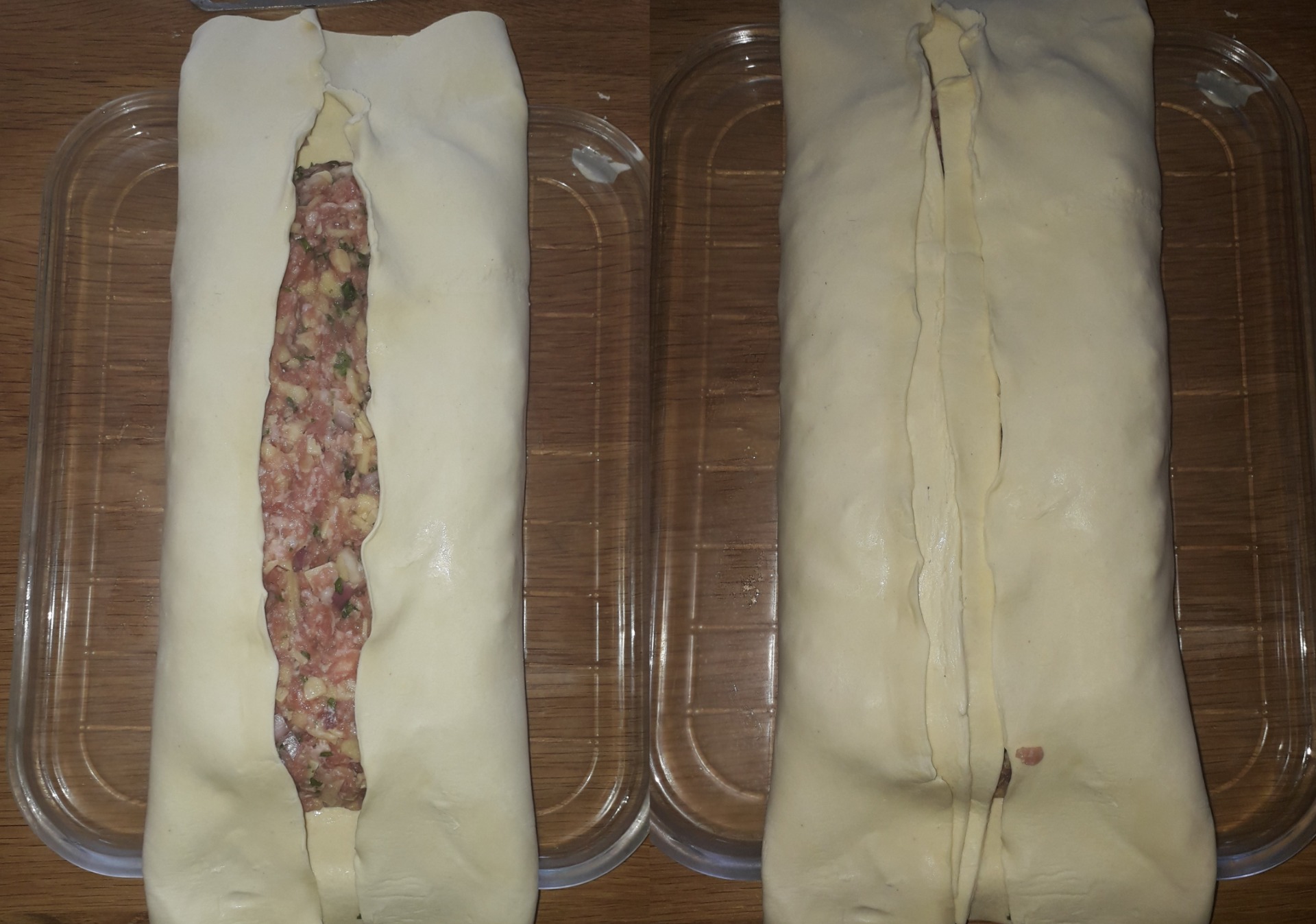 Using Strips of pastry to fill the gap